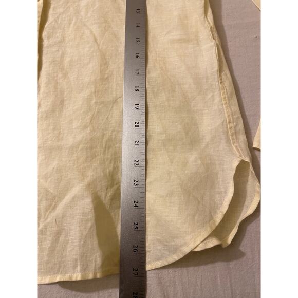 Uniqlo Women's Size Large Linen Button Up Shirt‎ Blouse Yellow - Picture 6 of 7